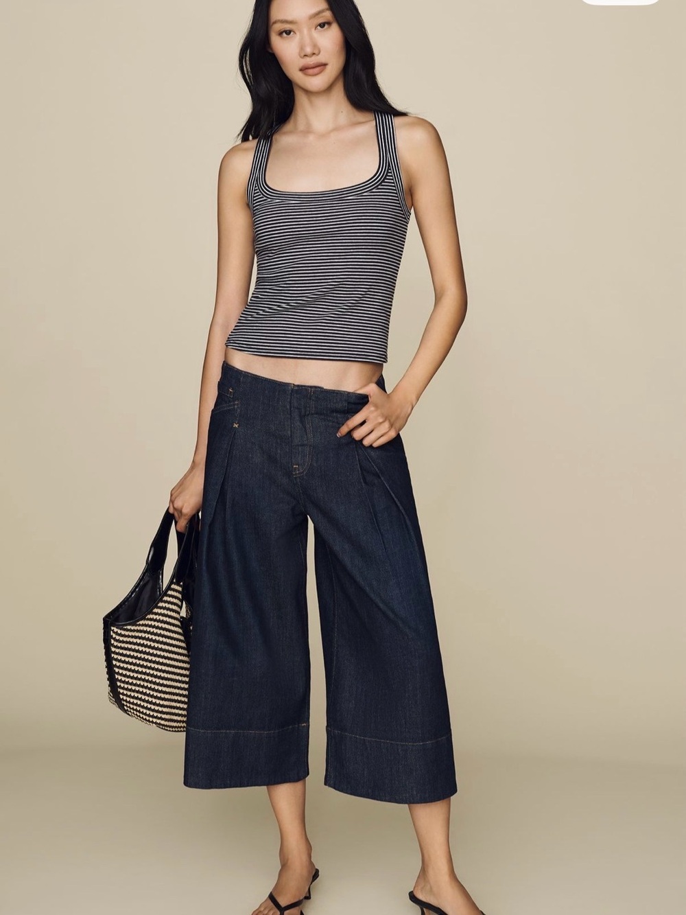 NWT Maeve Reworked High-Rise Wide-Leg Culotte Jeans - 30T